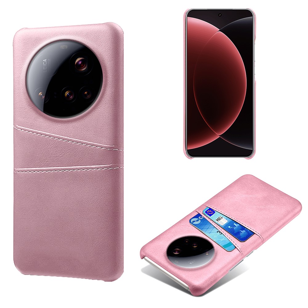  Xiaomi 15 Ultra Läderbelagt Skal Med Kortfack Roséguld