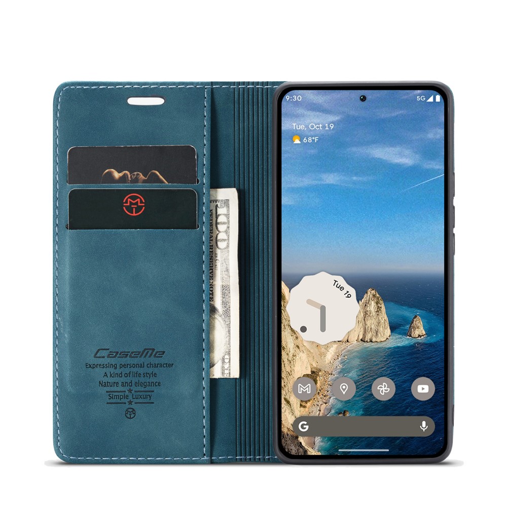 CASEME CASEME Google Pixel 9a Fodral Flip Retro Läder Blå