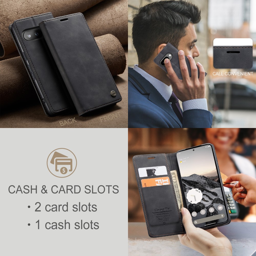 CASEME CASEME Google Pixel 9a Fodral Flip Retro Läder Svart