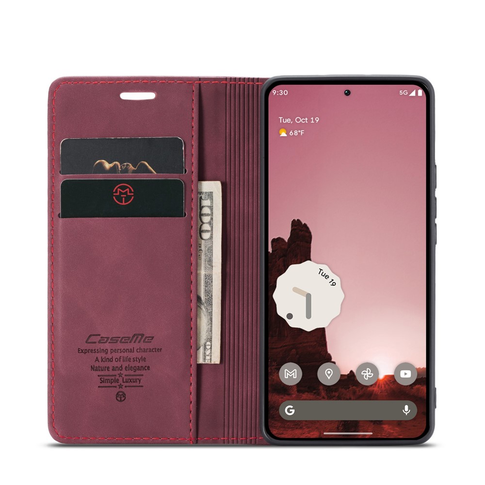 CASEME CASEME Google Pixel 9a Fodral Flip Retro Läder Röd