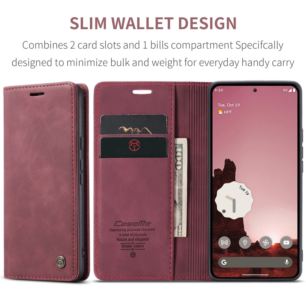 CASEME CASEME Google Pixel 9a Fodral Flip Retro Läder Röd