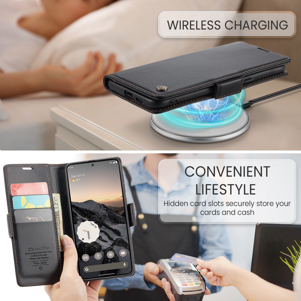 CASEME CASEME Google Pixel 9a Fodral RFID Läder Svart
