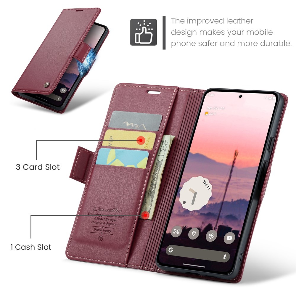 CASEME CASEME Google Pixel 9a Fodral RFID Läder Röd