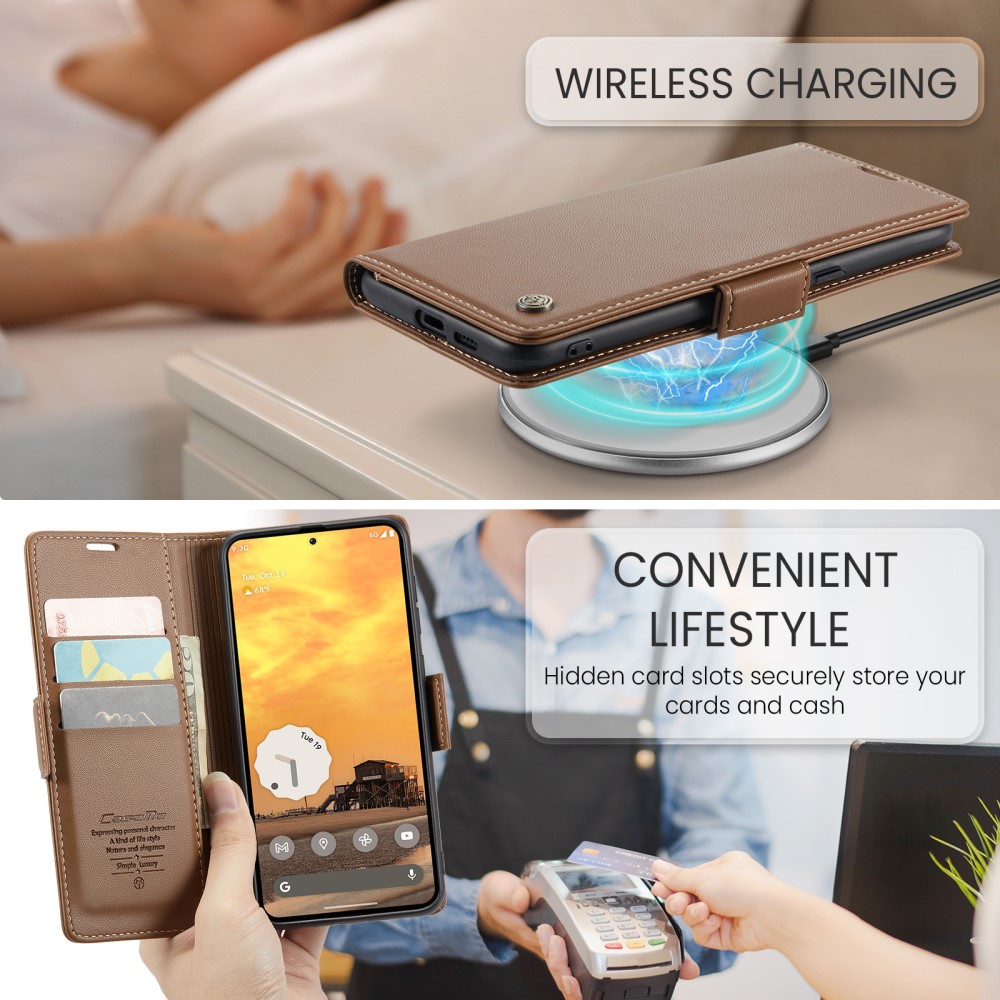 CASEME CASEME Google Pixel 9a Fodral RFID Läder Brun