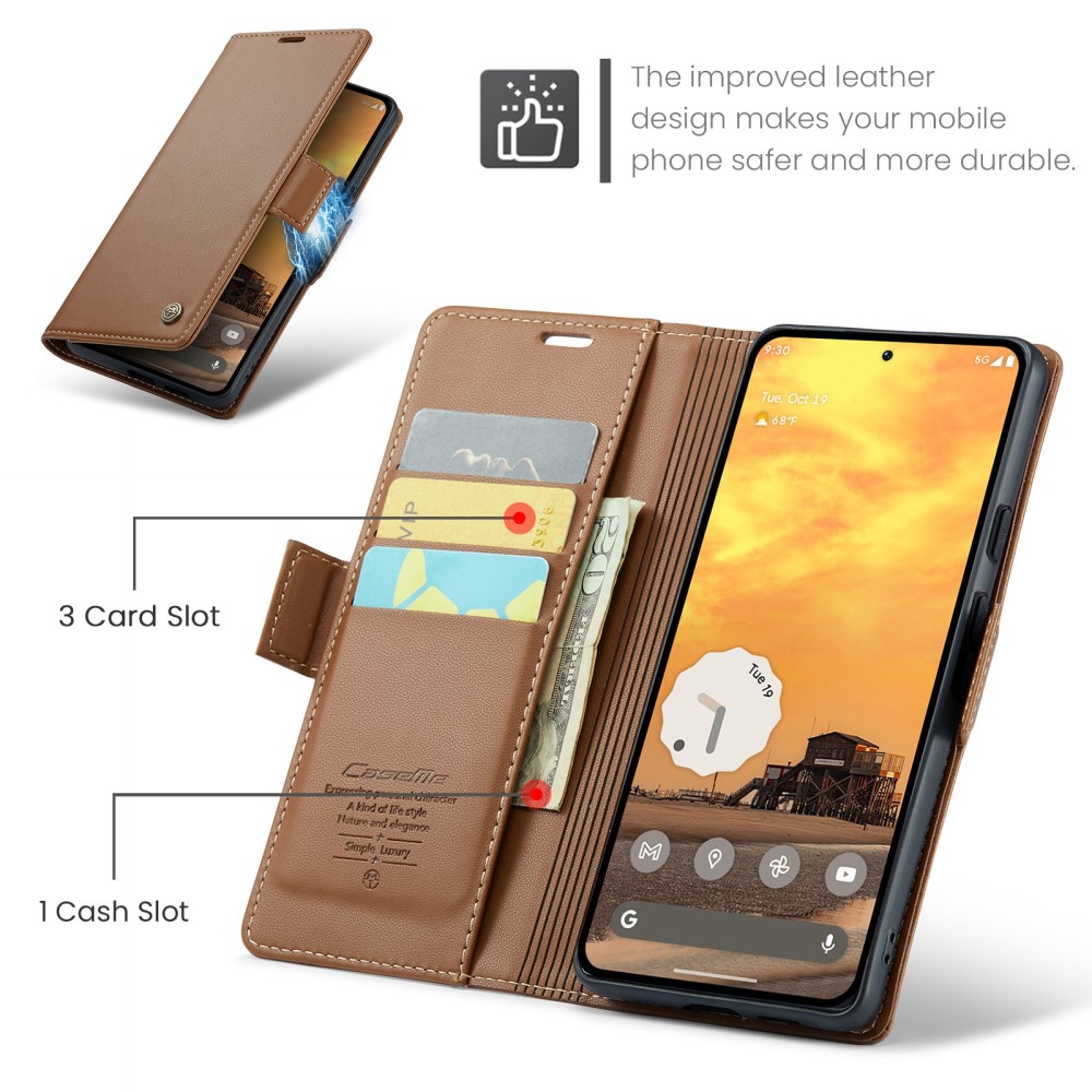 CASEME CASEME Google Pixel 9a Fodral RFID Läder Brun
