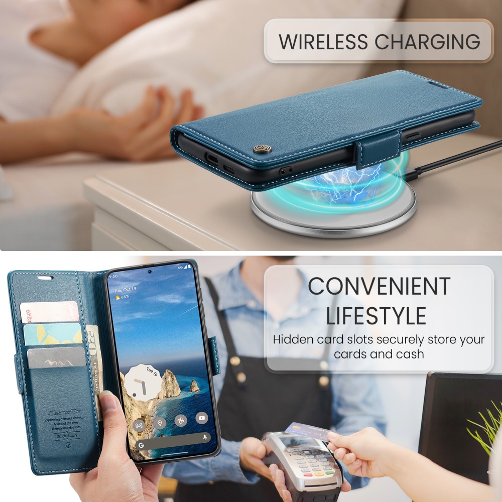 CASEME CASEME Google Pixel 9a Fodral RFID Läder Blå