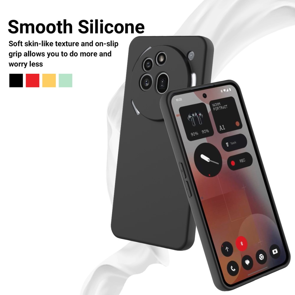  Nothing Phone 3a Pro Skal Liquid Silikon Med Strap Svart