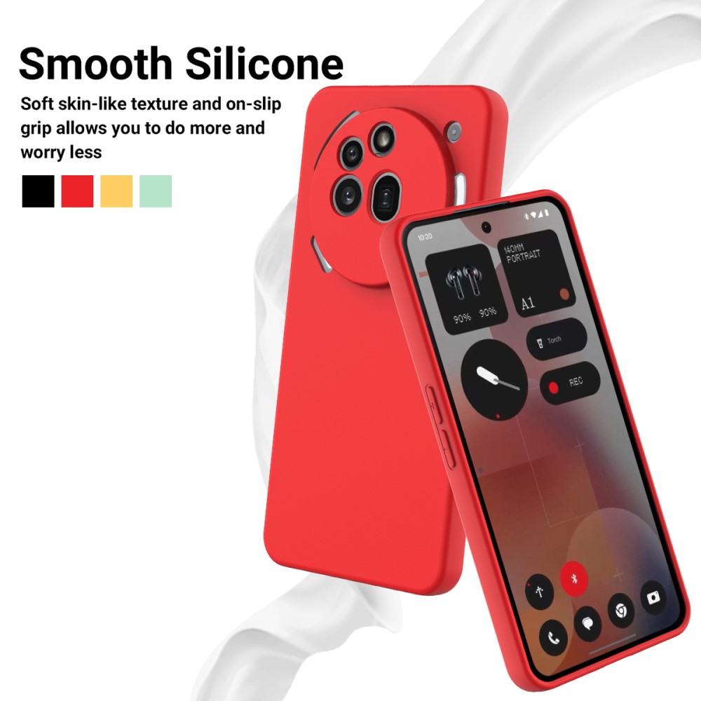  Nothing Phone 3a Pro Skal Liquid Silikon Med Strap Röd