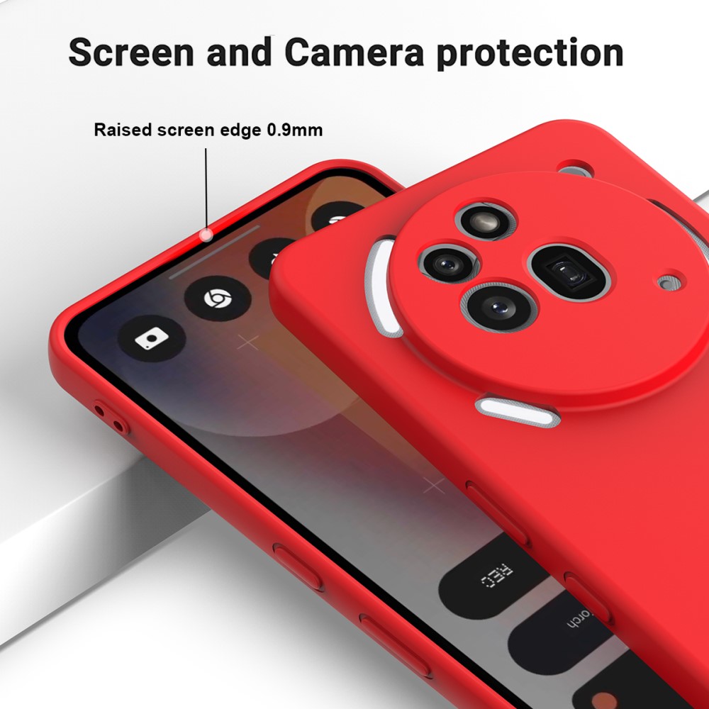 Nothing Phone 3a Pro Skal Liquid Silikon Med Strap Röd