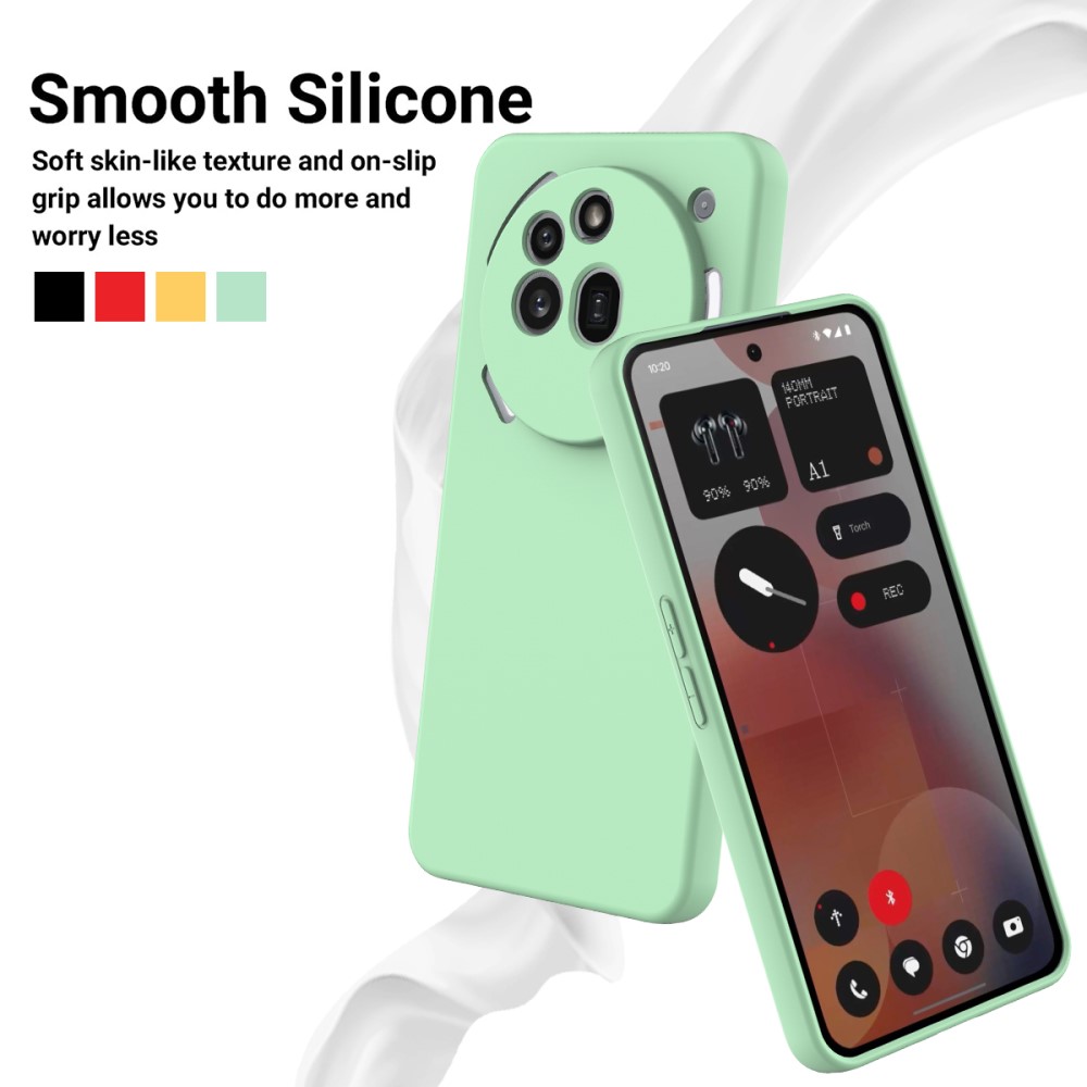  Nothing Phone 3a Pro Skal Liquid Silikon Med Strap Grön