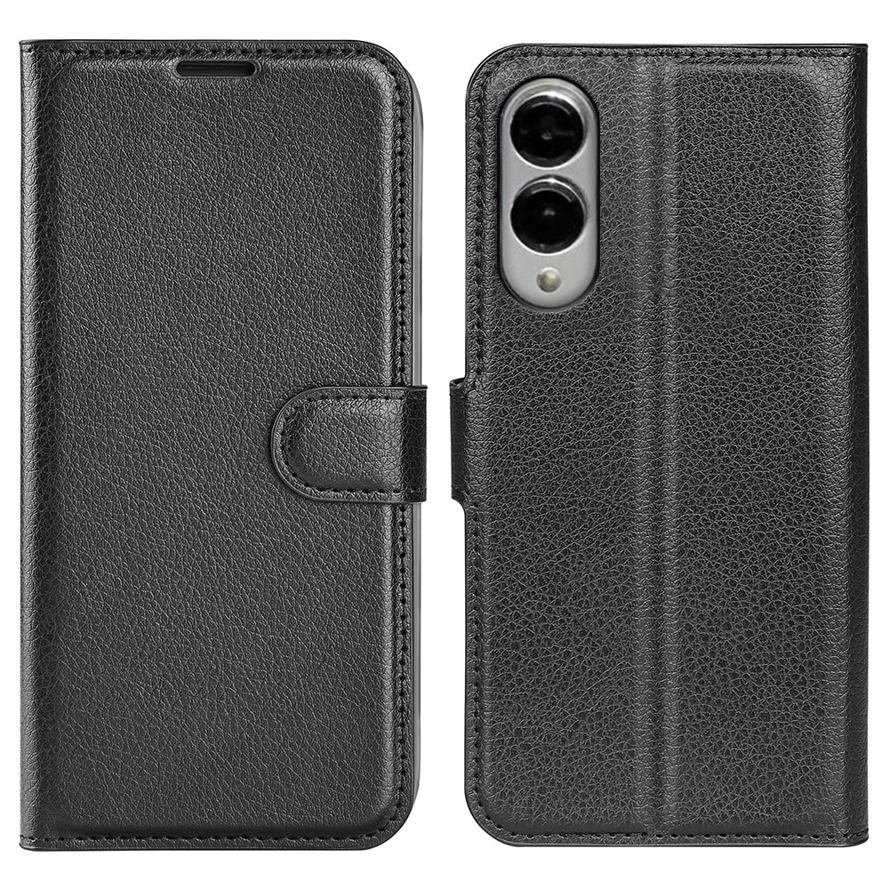  Samsung Galaxy S25 Edge Fodral Litchi Läder Svart
