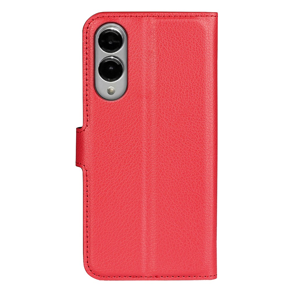  Samsung Galaxy S25 Edge Fodral Litchi Läder Röd