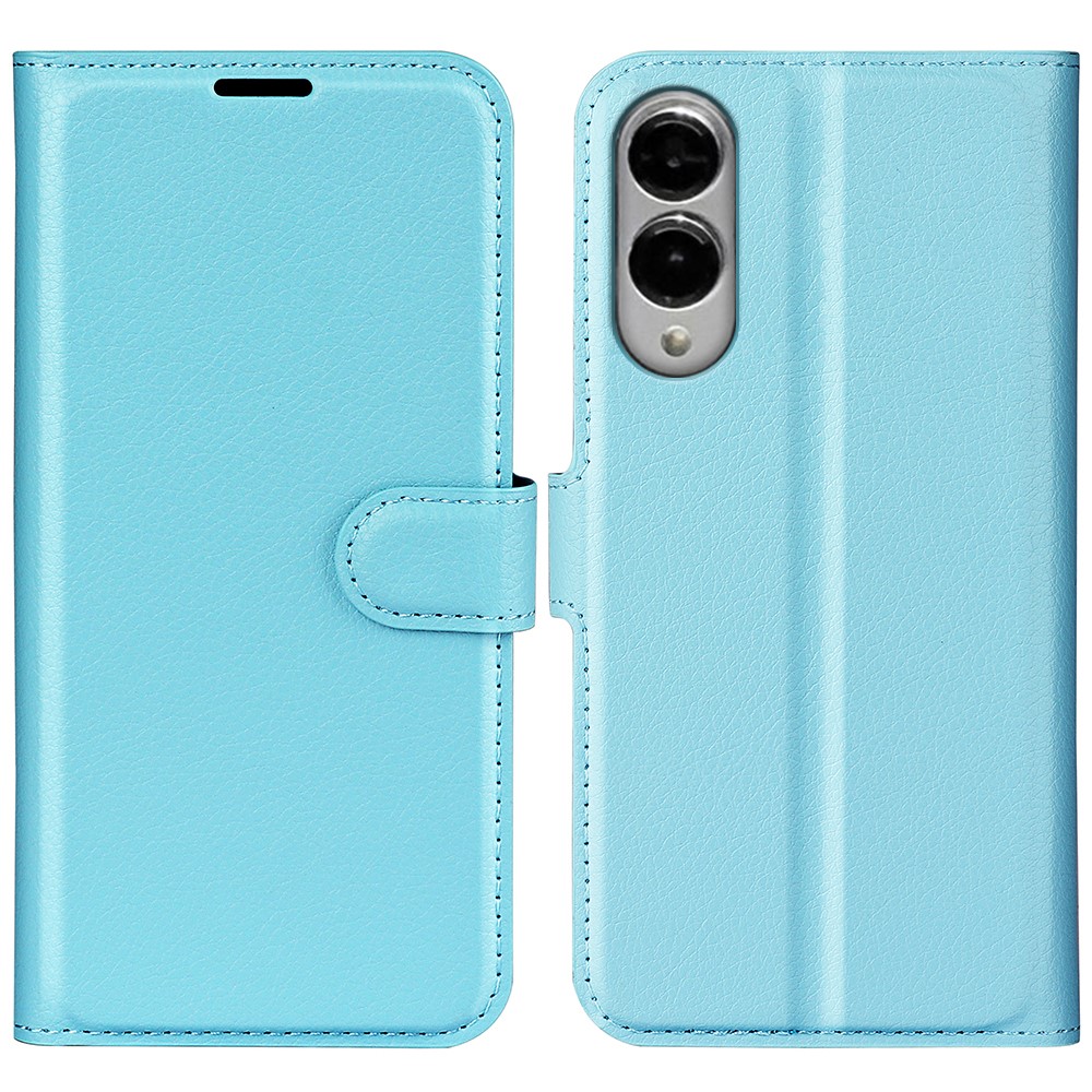  Samsung Galaxy S25 Edge Fodral Litchi Läder Blå