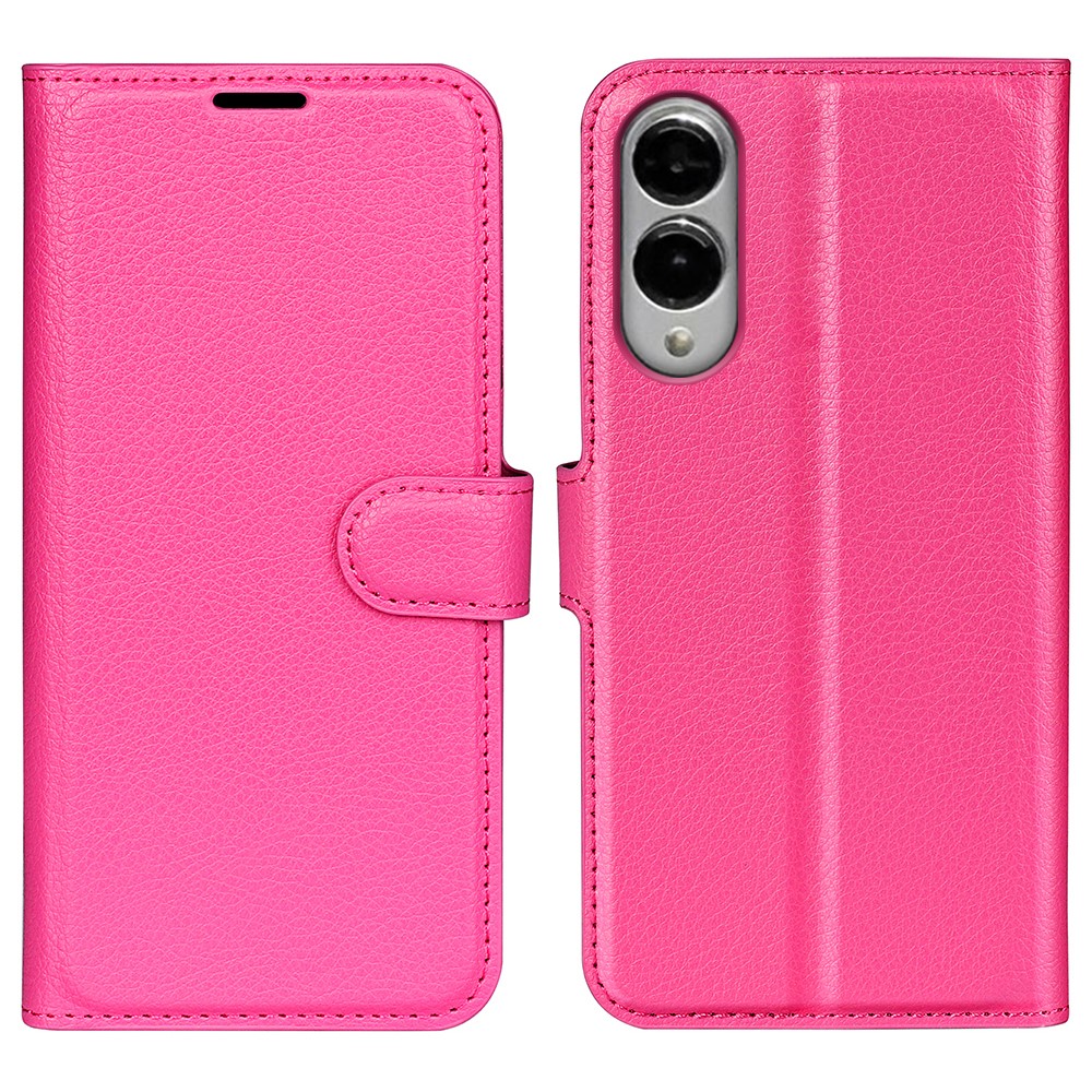  Samsung Galaxy S25 Edge Fodral Litchi Läder Rosa