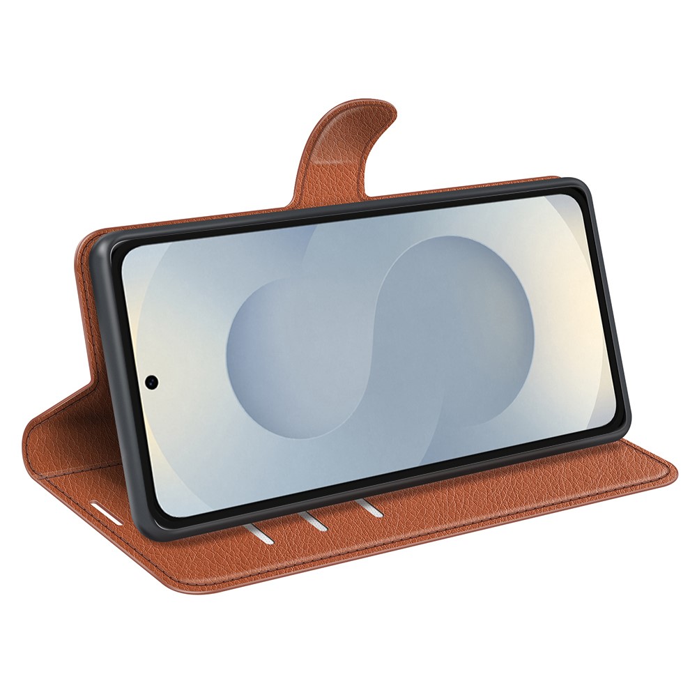  Samsung Galaxy S25 Edge Fodral Litchi Läder Brun