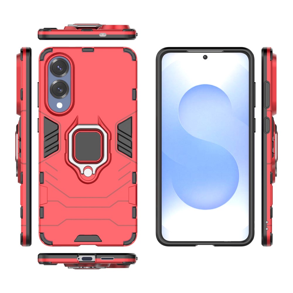  Samsung Galaxy S25 Edge Skal Ring Hybrid Armor Röd