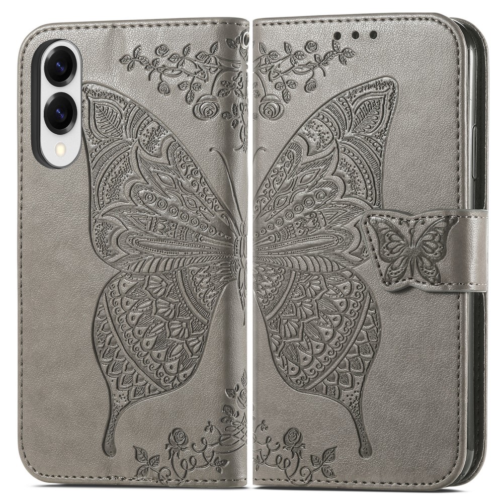  Samsung Galaxy S25 Edge Fodral Med Fjäril Tryck Grå