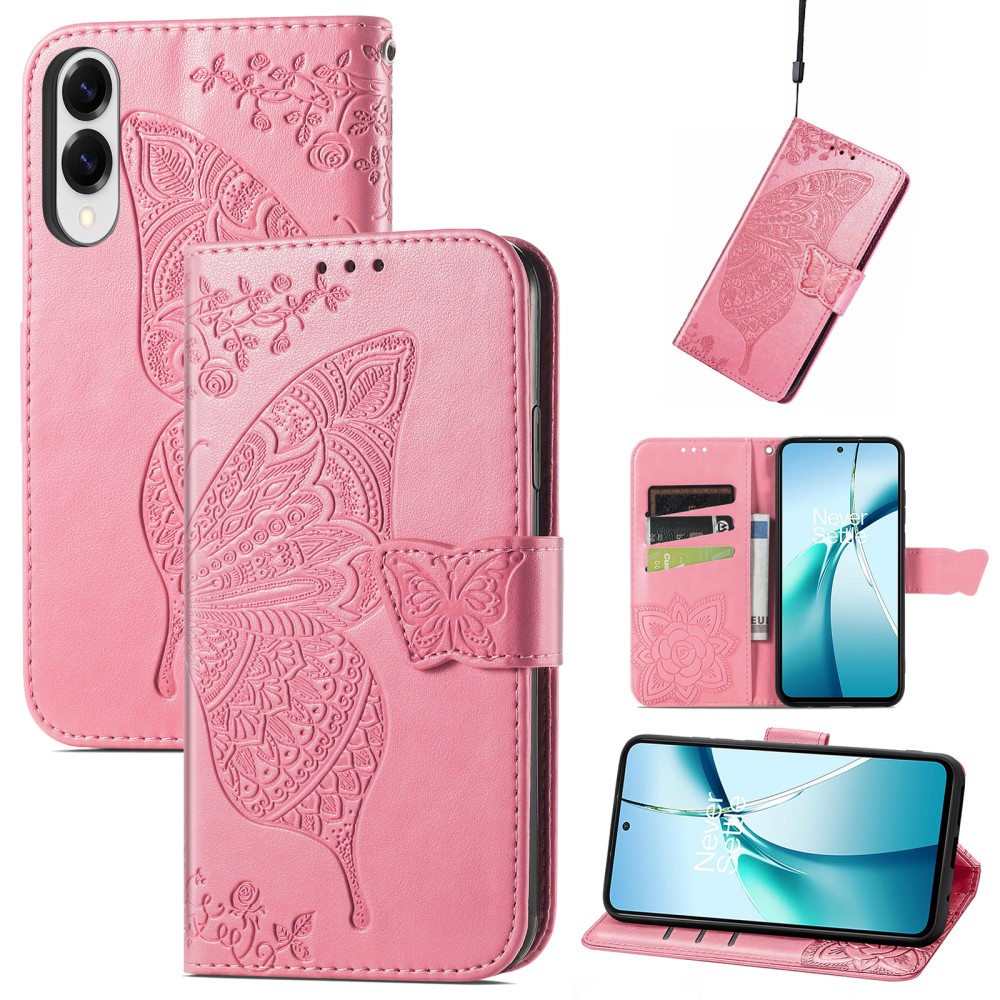  Samsung Galaxy S25 Edge Fodral Med Fjäril Tryck Rosa