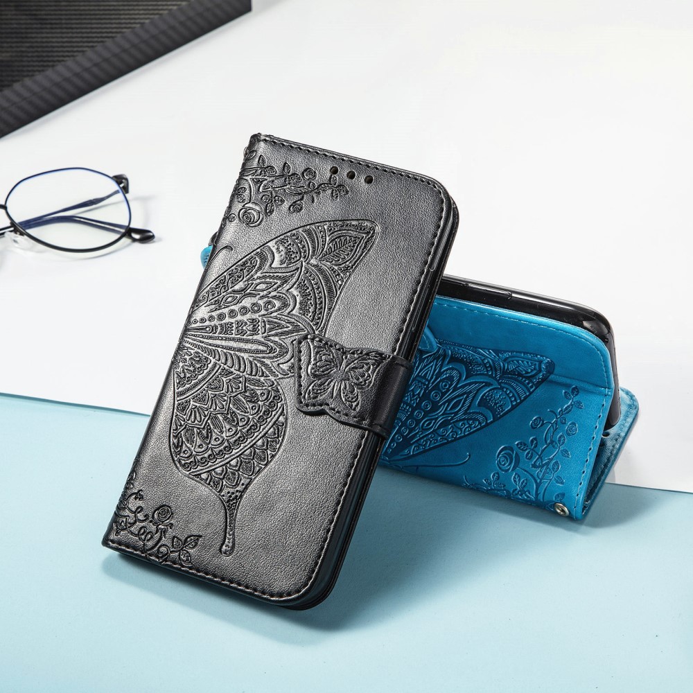  Samsung Galaxy S25 Edge Fodral Med Fjäril Tryck Svart