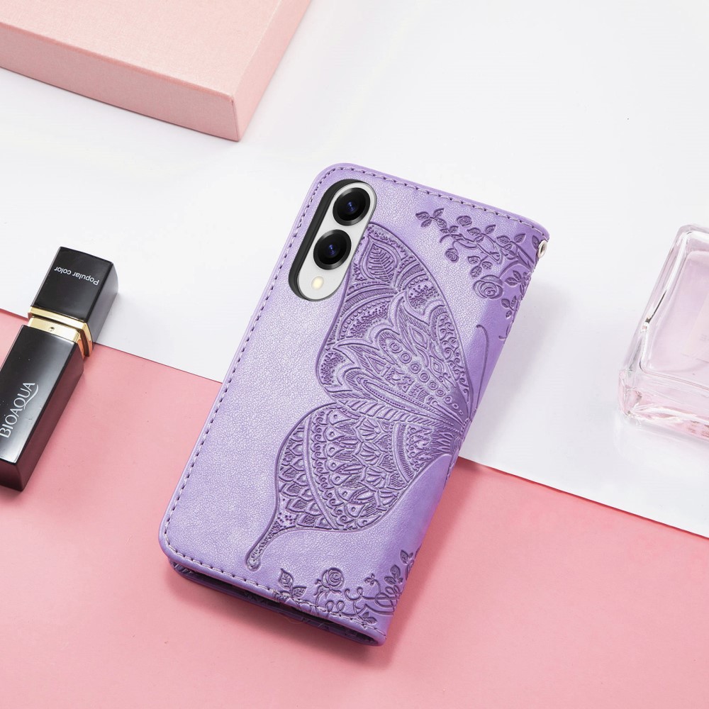  Samsung Galaxy S25 Edge Fodral Med Fjäril Tryck Lila