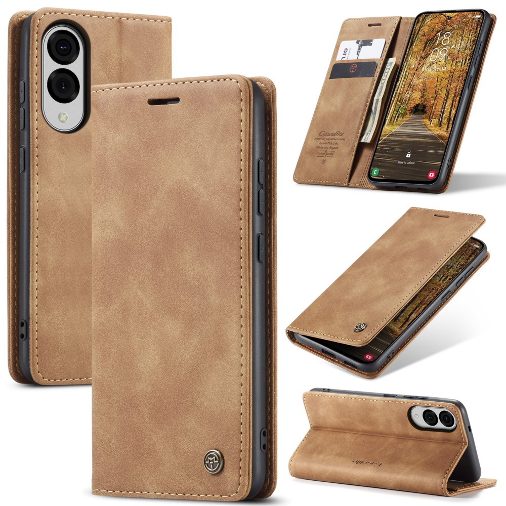 CASEME CASEME Samsung Galaxy S25 Edge Fodral Flip Läder Brun
