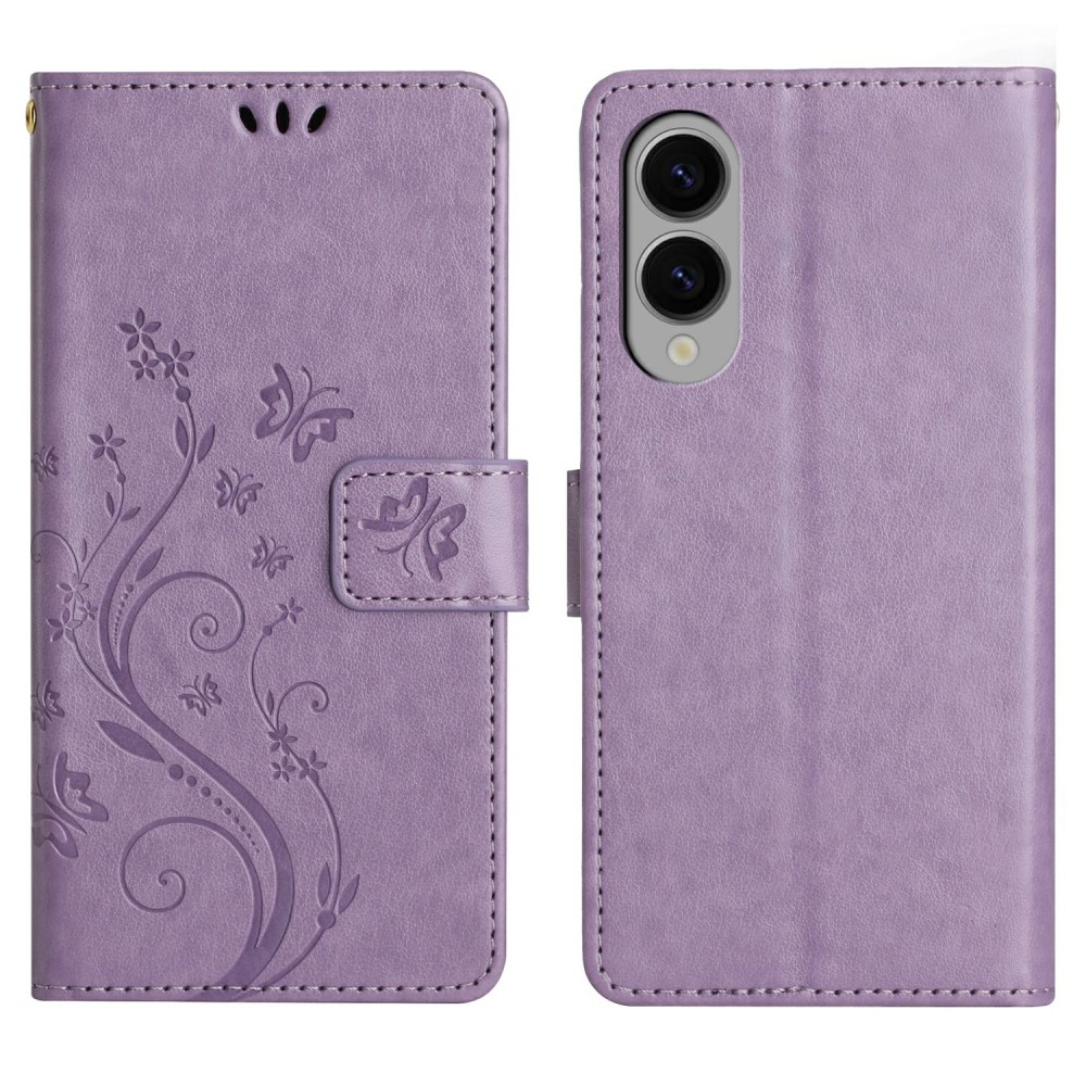  Samsung Galaxy S25 Edge Fodral Med Blommigt Tryck Lila