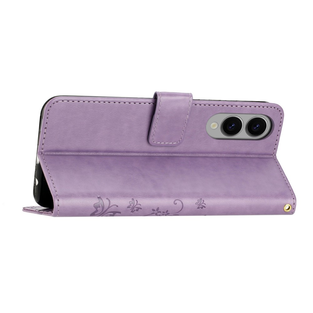  Samsung Galaxy S25 Edge Fodral Med Blommigt Tryck Lila