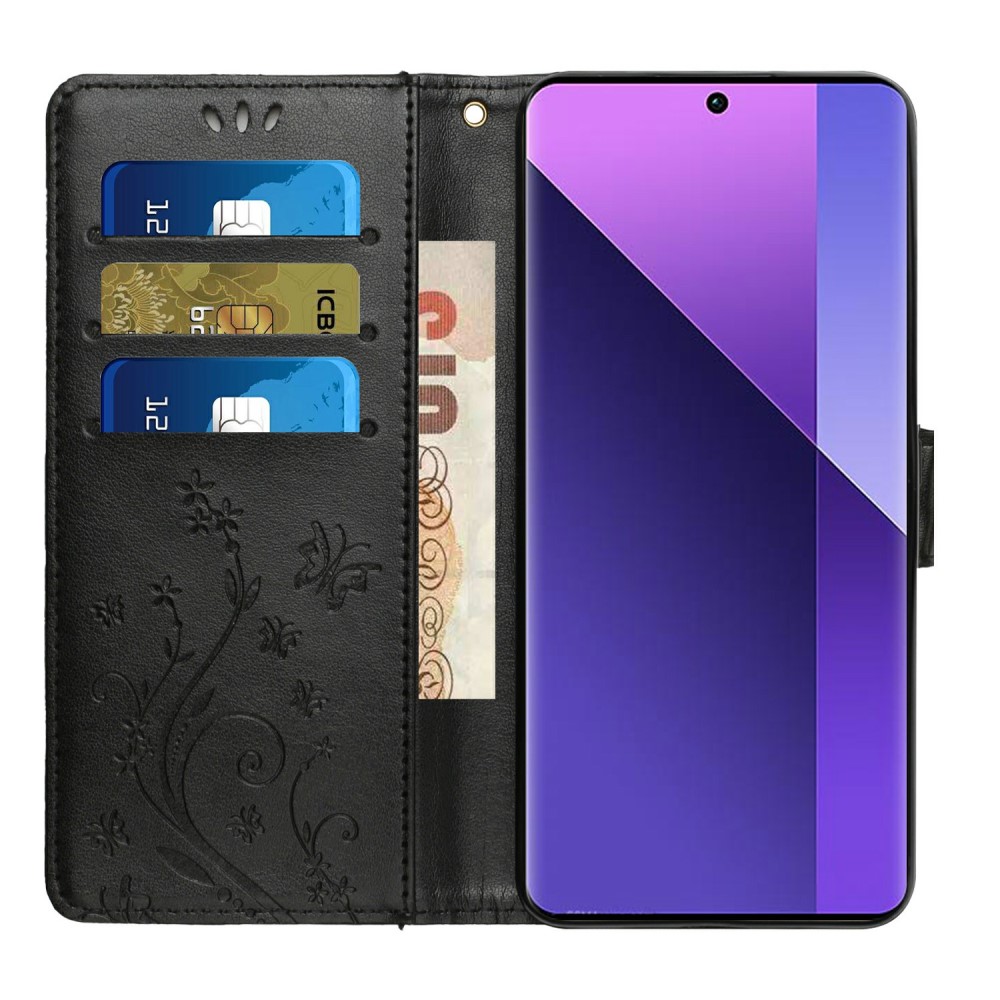  Samsung Galaxy S25 Edge Fodral Med Blommigt Tryck Svart