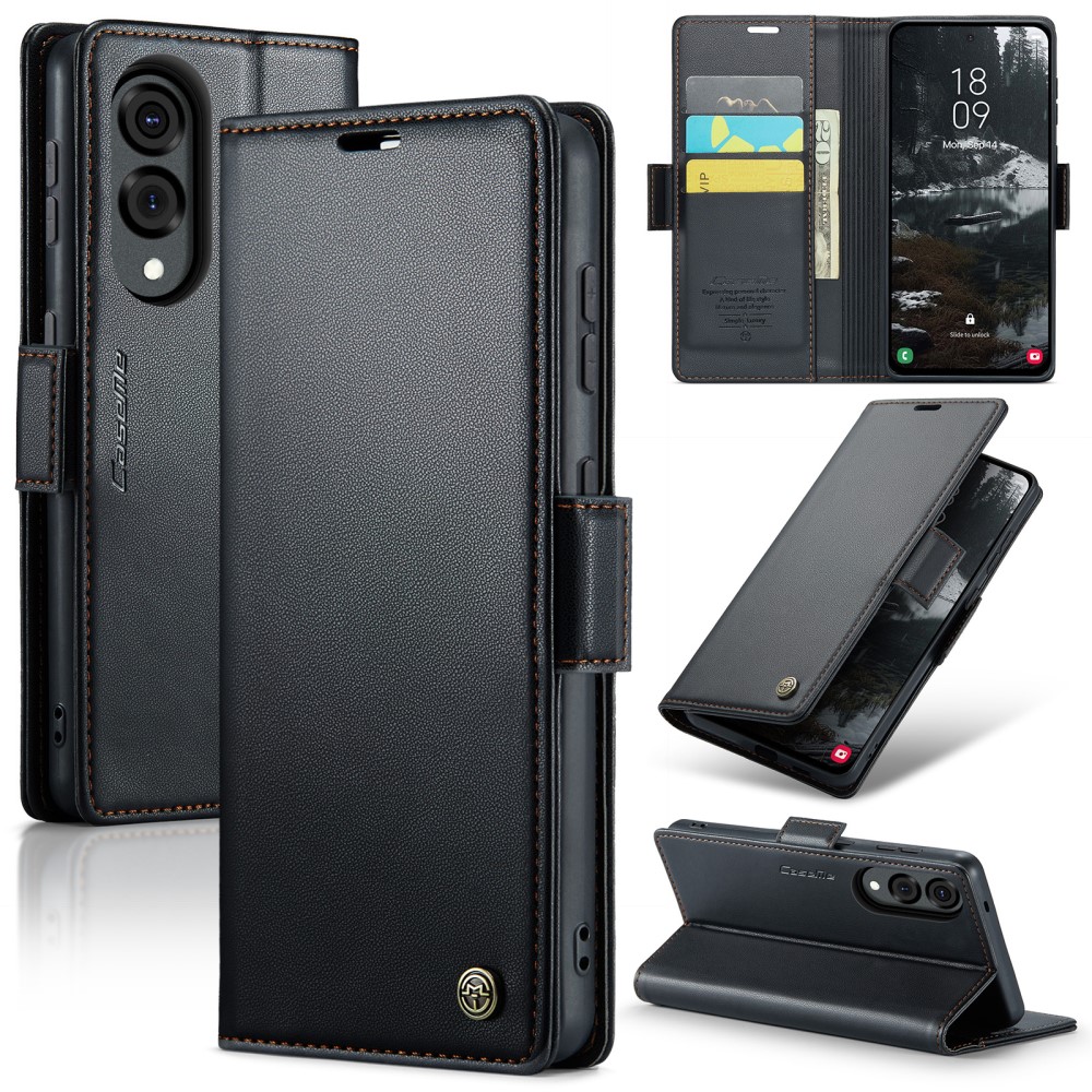 CASEME CASEME Samsung Galaxy S25 Edge Fodral Läder RFID Svart