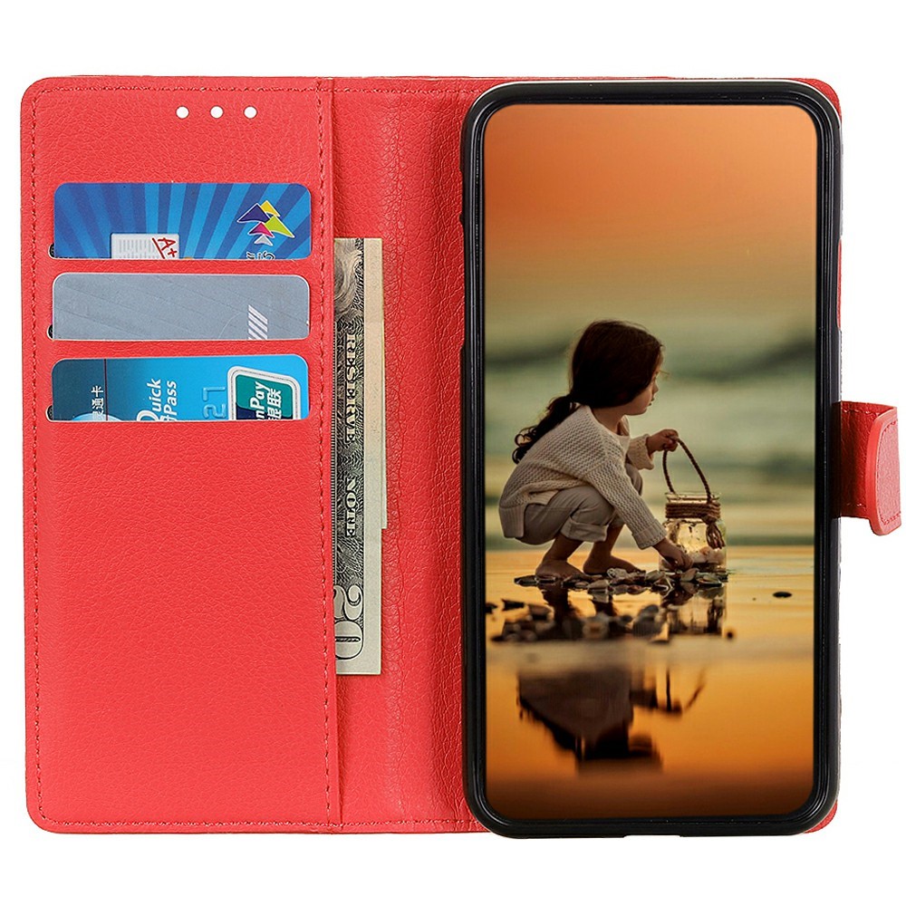  Sony Xperia 1 VII Fodral Litchi Läder Röd