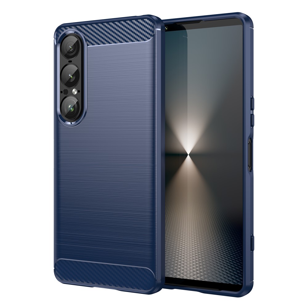  Sony Xperia 1 VII Skal Borstad Stål Textur Blå