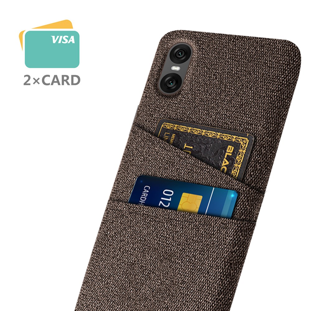  Sony Xperia 10 VII Skal Med Kortfack Tygbelagt Brun