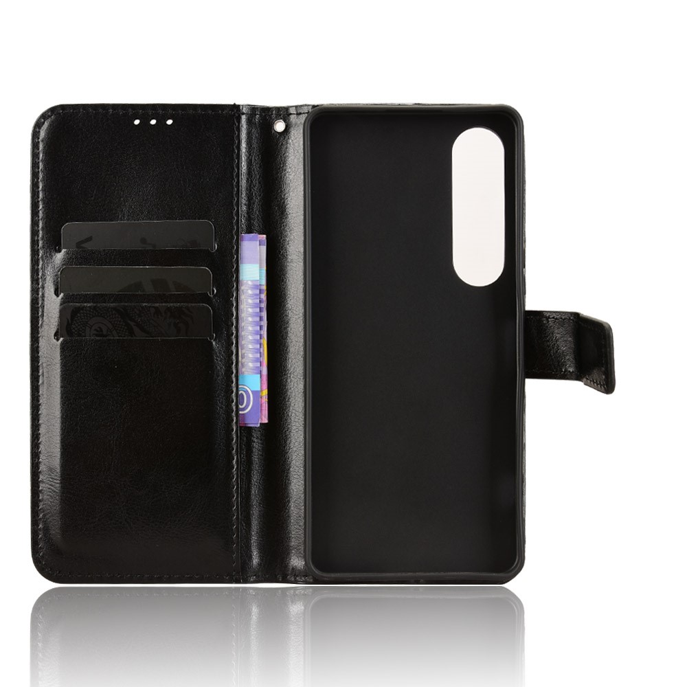  Sony Xperia 1 VII Fodral Crazy Horse Läder Svart