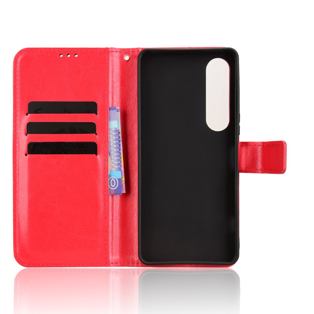  Sony Xperia 1 VII Fodral Crazy Horse Läder Röd