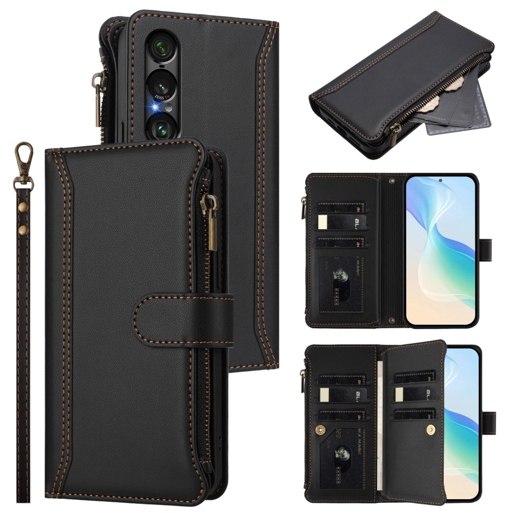  Sony Xperia 1 VII Fodral Multifunktionellt Läder Svart