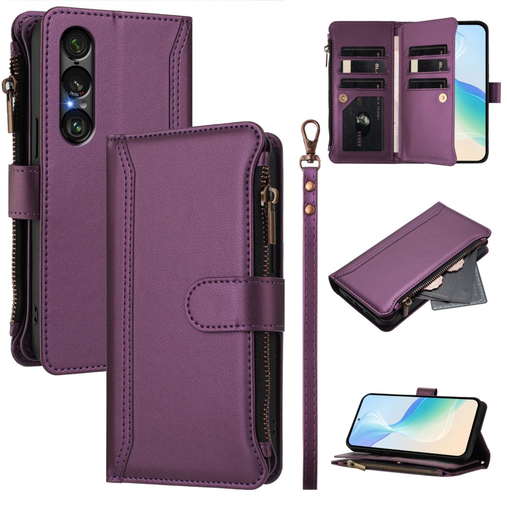 Sony Xperia 1 VII Fodral Multifunktionellt Läder Lila