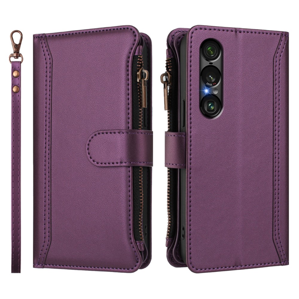  Sony Xperia 1 VII Fodral Multifunktionellt Läder Lila