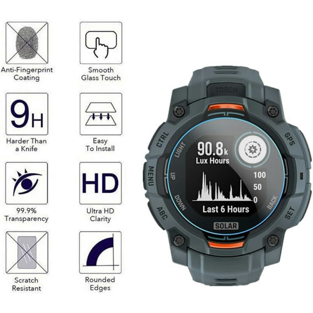  Garmin Instinct 3 50 mm 3-PACK Skärmskydd Härdat Glas
