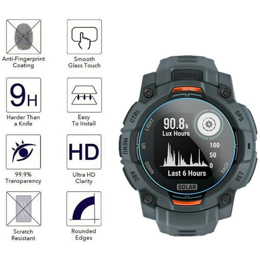  Garmin Instinct 3 45 mm 3-PACK Skärmskydd Härdat Glas