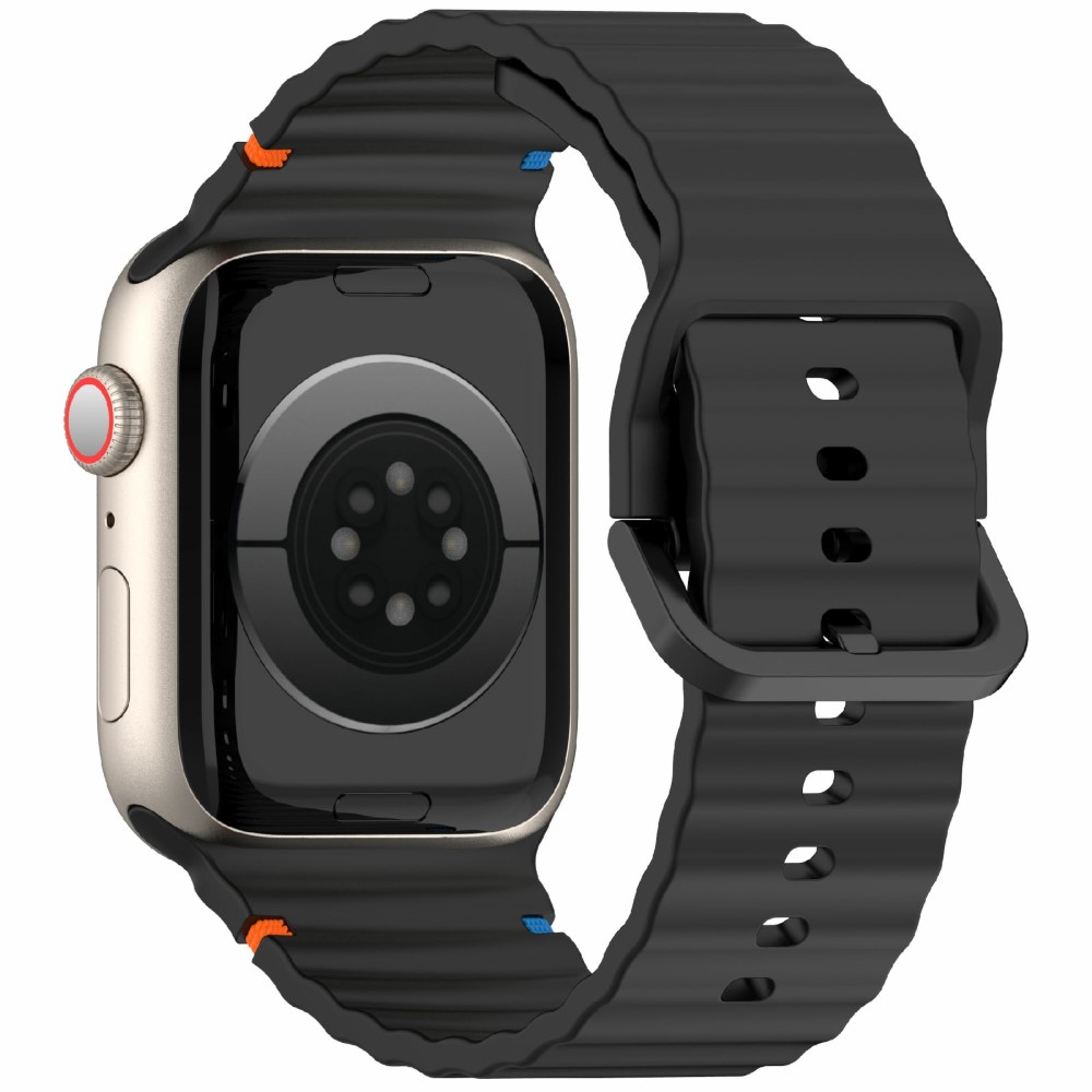  Apple Watch 42/44/45/46/49 mm Armband Silikon Wave Svart