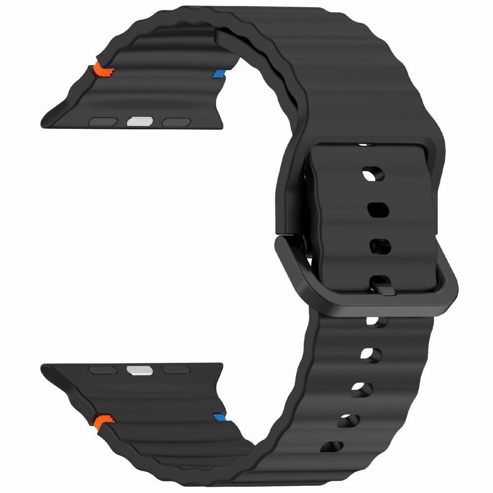  Apple Watch 42/44/45/46/49 mm Armband Silikon Wave Svart
