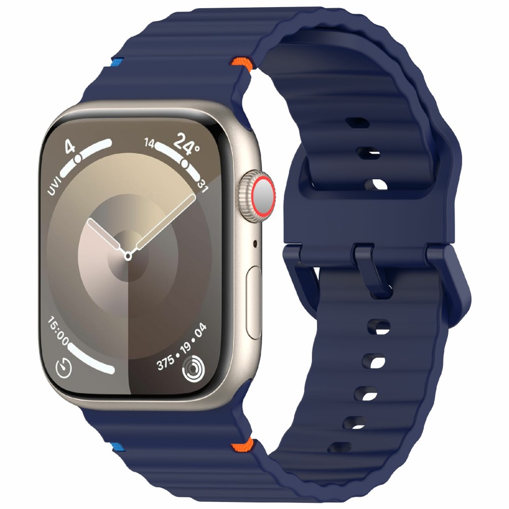  Apple Watch 42/44/45/46/49 mm Armband Silikon Wave Blå