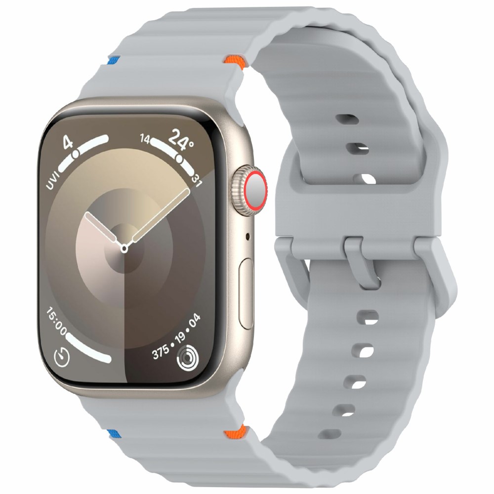  Apple Watch 42/44/45/46/49 mm Armband Silikon Wave Grå