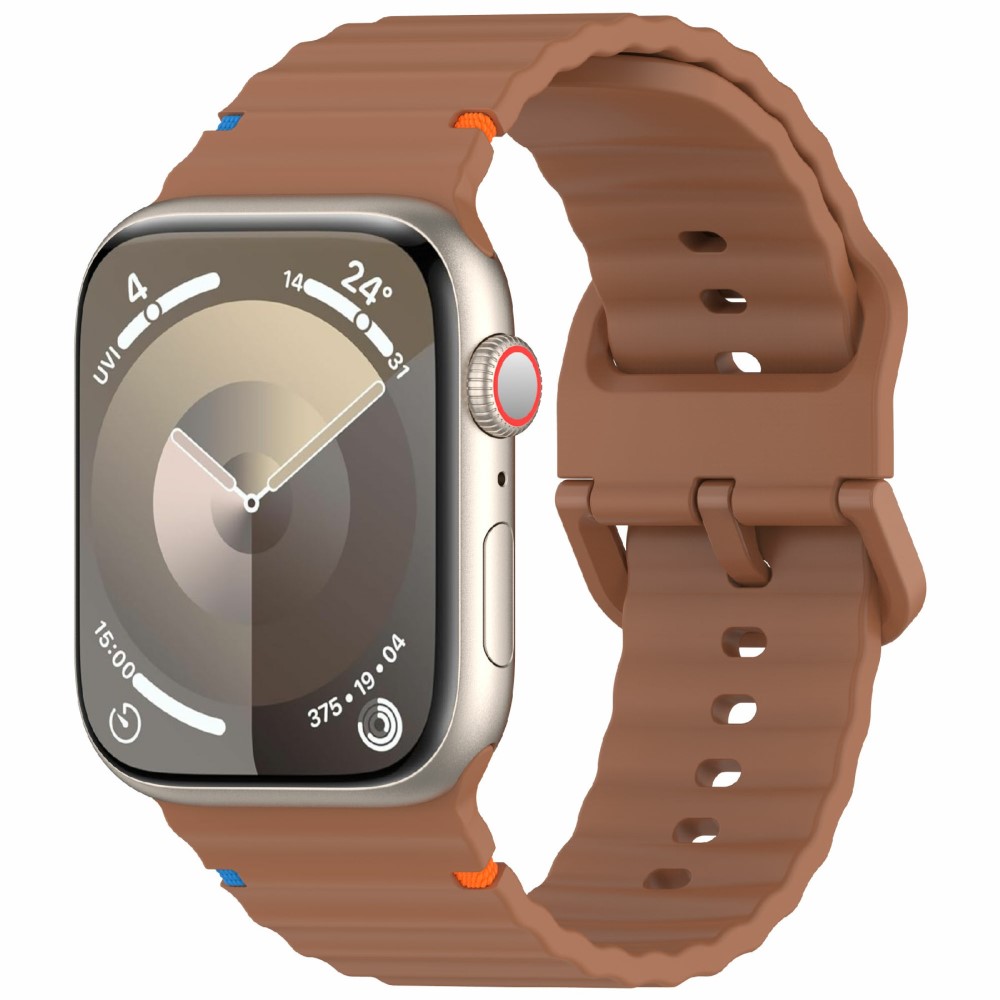  Apple Watch 42/44/45/46/49 mm Armband Silikon Wave Brun