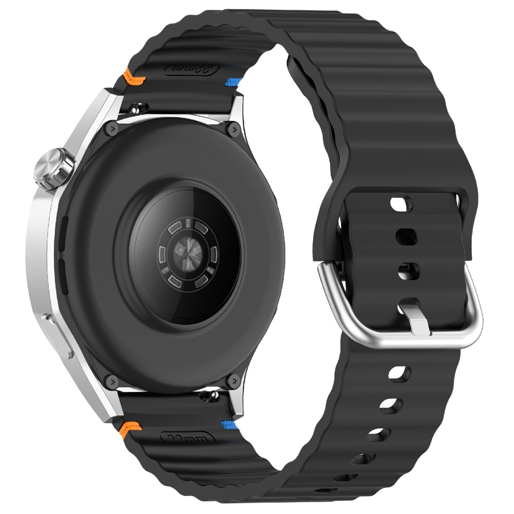  Klockarmband 22 mm Silikon Wave Design Svart