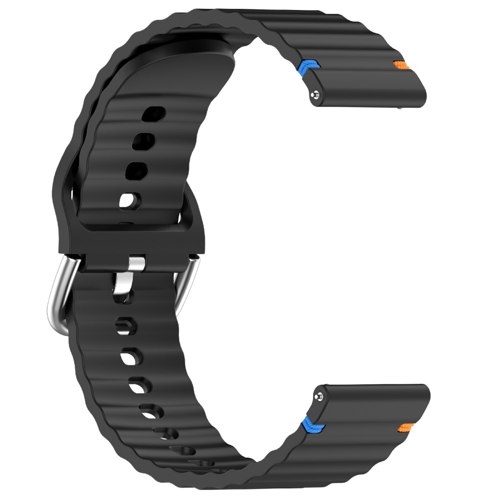  Klockarmband 22 mm Silikon Wave Design Svart