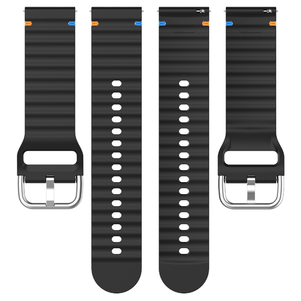  Klockarmband 22 mm Silikon Wave Design Svart