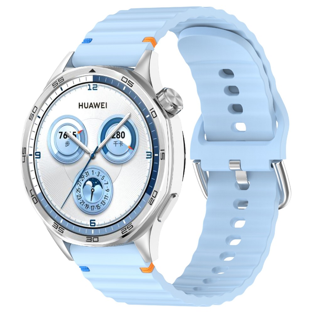  Klockarmband 22 mm Silikon Wave Design Ljus Blå