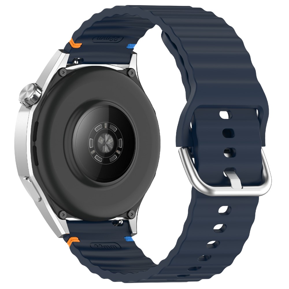  Klockarmband 22 mm Silikon Wave Design Mörk Blå