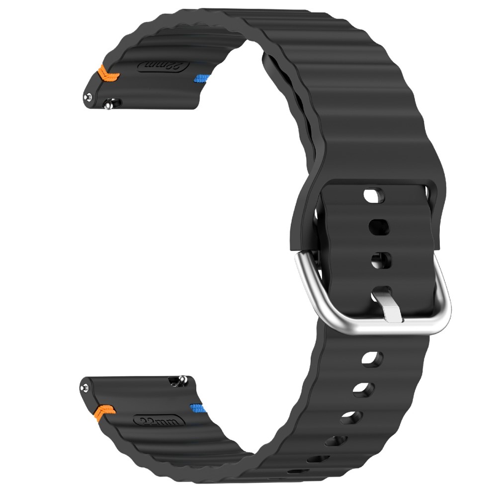  Klockarmband 20 mm Silikon Wave Design Svart